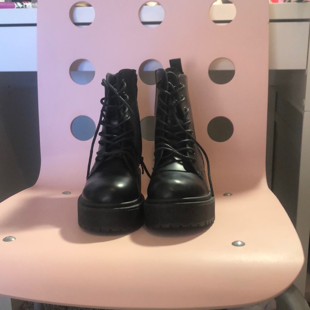 Black combat boots